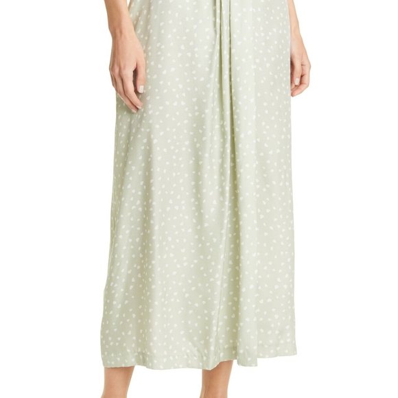 Vince Silk Stone Dot Midi Skirt Celery Size 0 - Picture 2 of 3